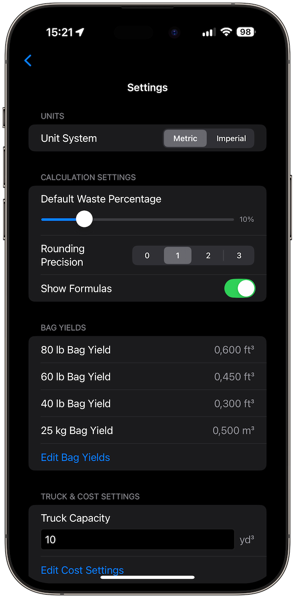 concrete-calculator screenshot 4